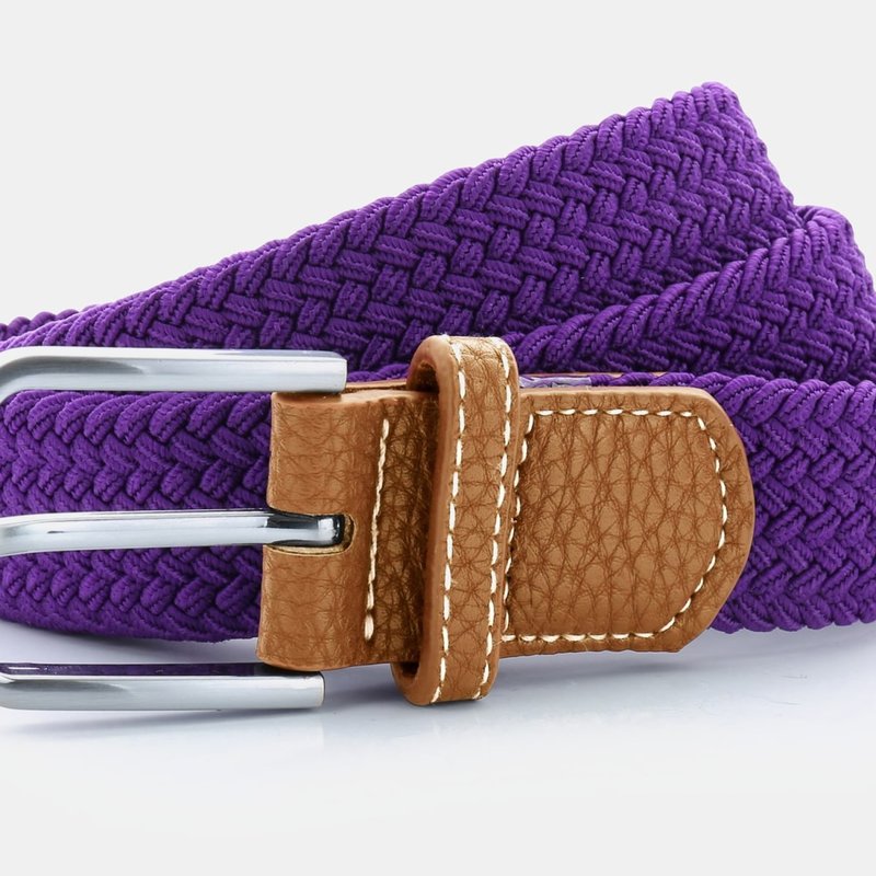 Asquith & Fox Mens Woven Braid Stretch Belt In Purple