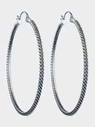Anacita Braided Silver Hoop Earrings - Oxidized Silver