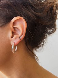 Crescent Hoop Earrings In Silver, Medium