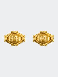 Eye Gold Stud Earrings - 18k Gold
