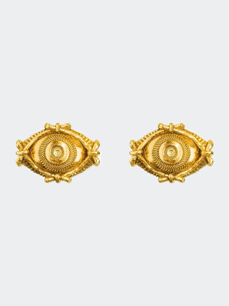 Eye Gold Stud Earrings - 18k Gold
