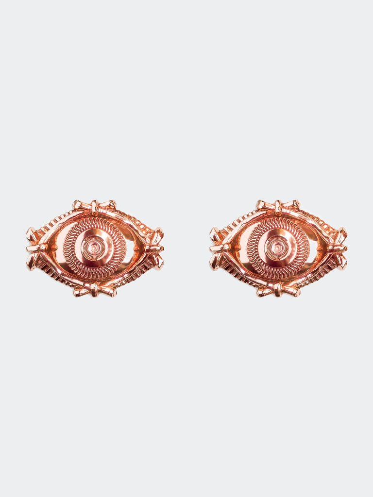 Eye Rose Gold Stud Earrings - Rose Gold PVD