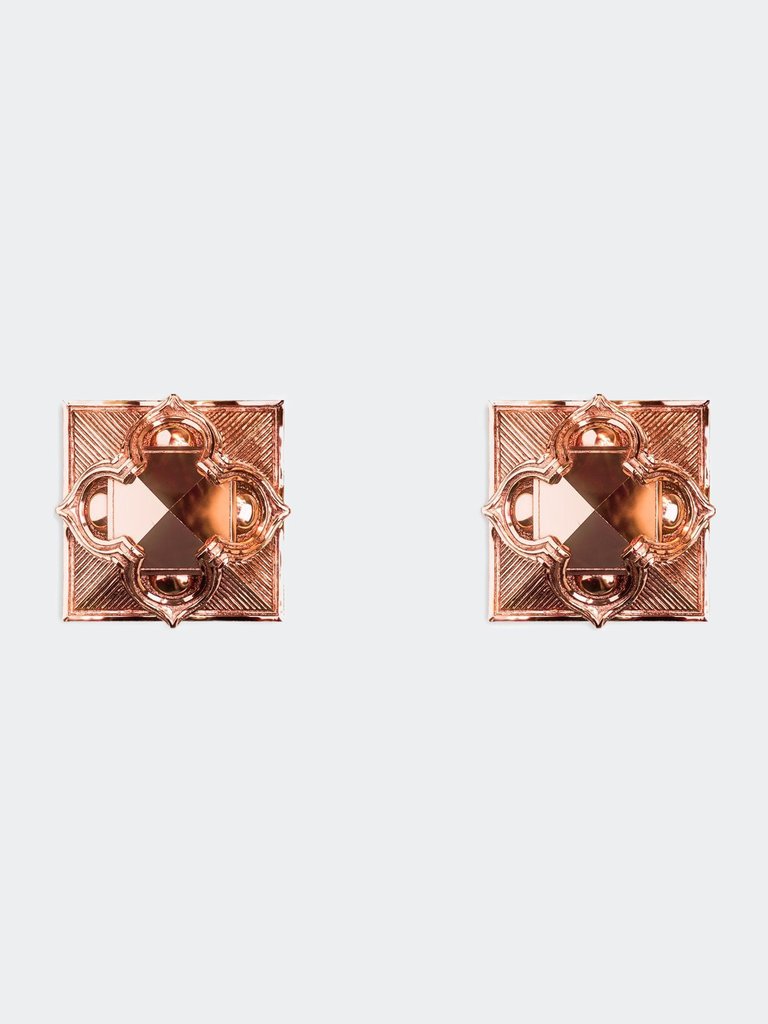 Pyramid Stud Earrings - Rose Gold - Rose Gold PVD