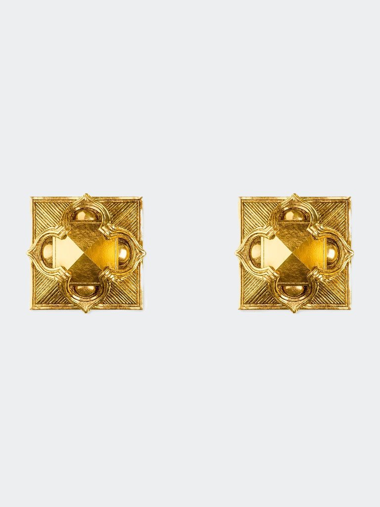 Pyramid Stud Earrings - 18k Gold PVD