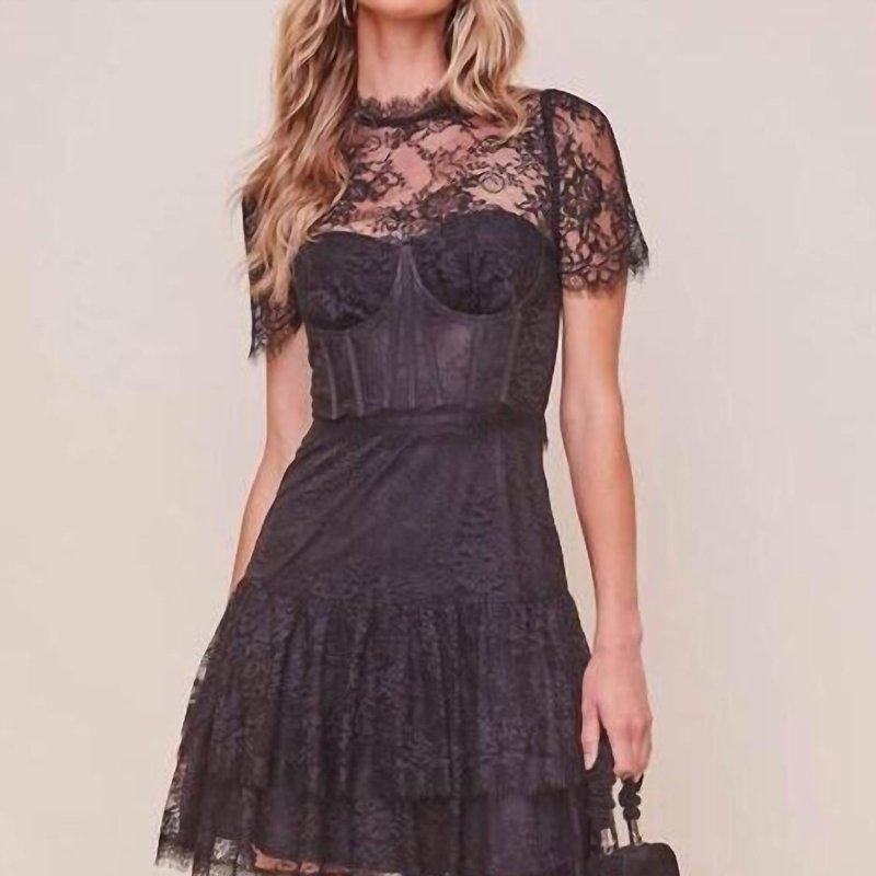 Shop Astr Leilani Lace Bustier Mini Dress In Black