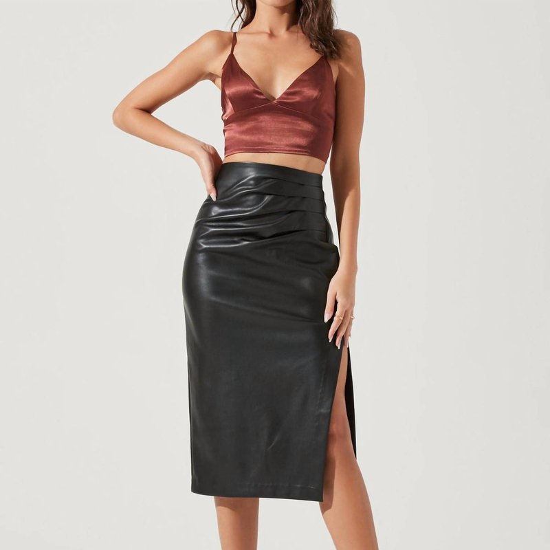 Shop Astr Melody Faux Leather Skirt In Black