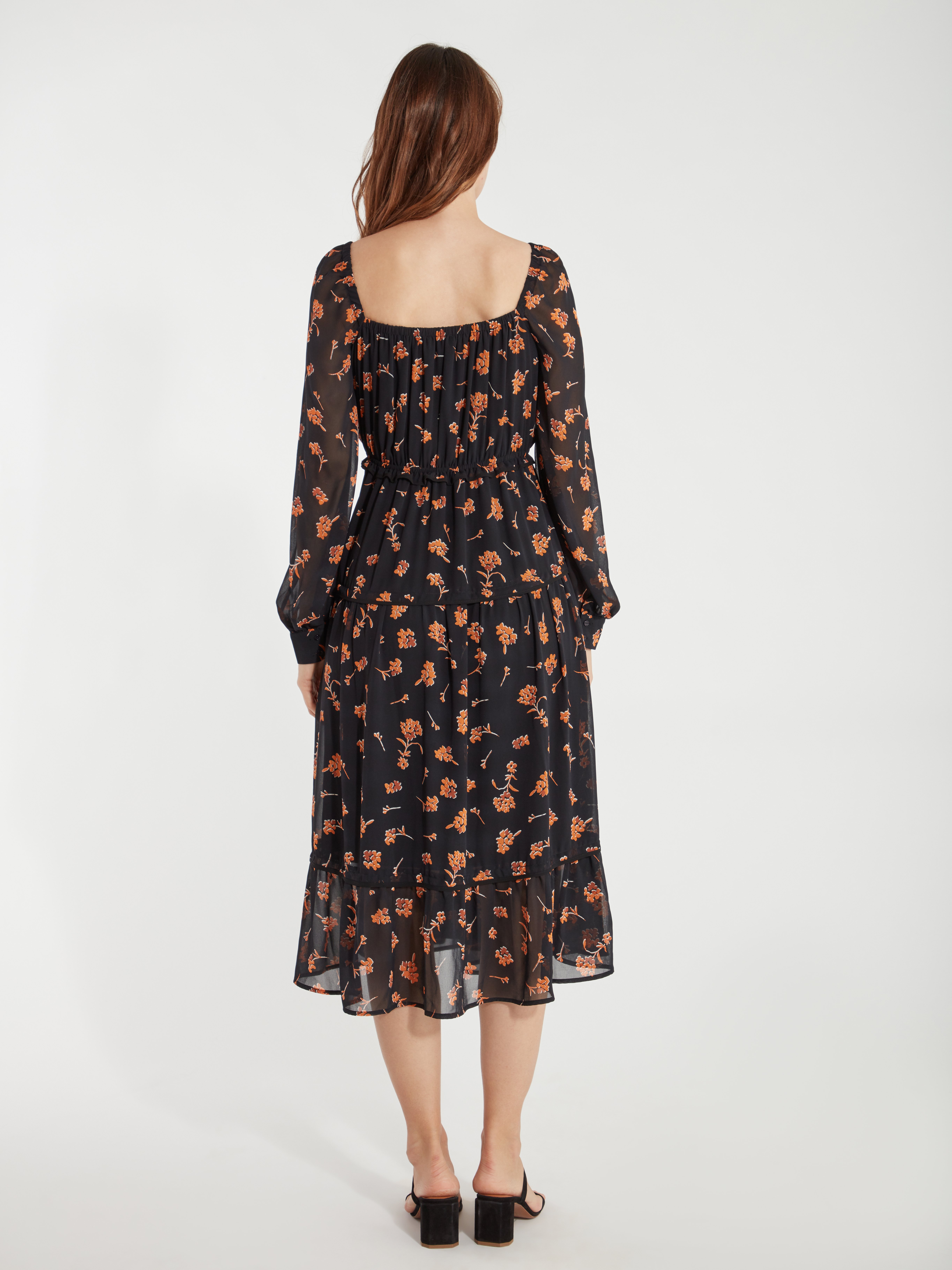 astr the label floral long sleeve midi dress