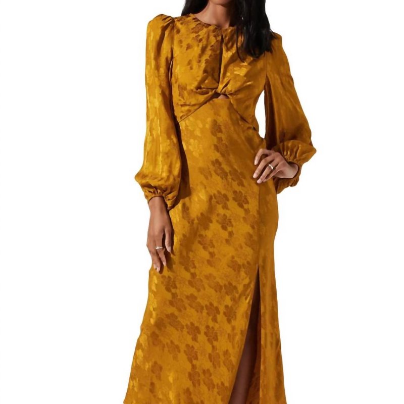 Shop Astr Suzy Floral Cutout Dress In Mustard In Yellow