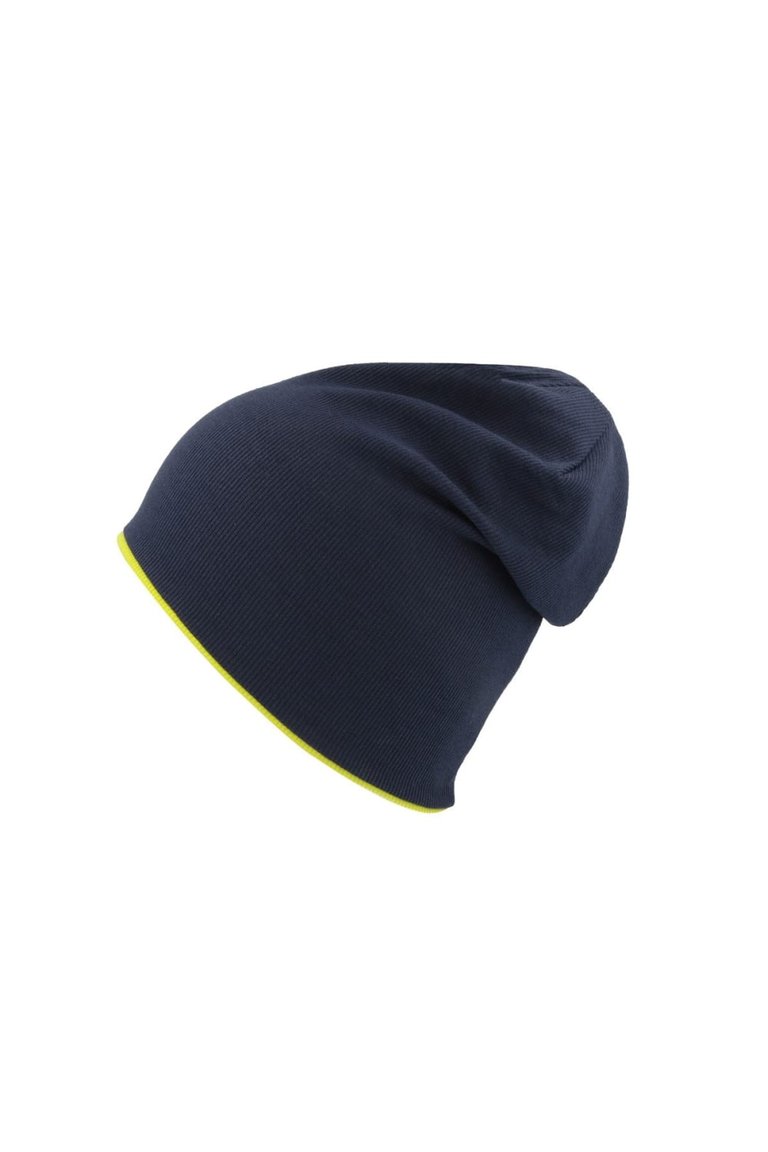 Atlantis Extreme Reversible Jersey Slouch Beanie (Navy/Safety Yellow) - Navy/Safety Yellow