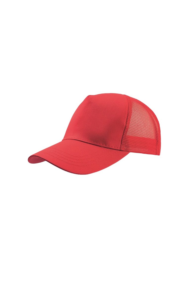 Atlantis Rapper Cotton 5 Panel Trucker Cap (Red/Red) - Red/Red