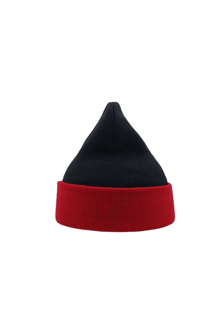 Atlantis Wind Double Skin Beanie With Turn Up (Navy/Red)