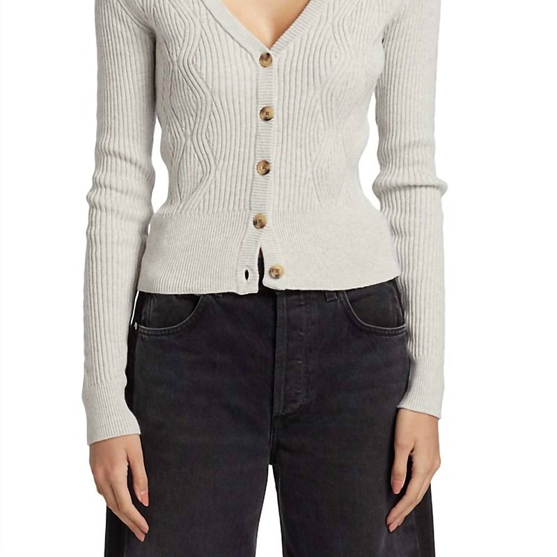 Shop Atm Anthony Thomas Melillo Cotton Cashmere Mixed Stitch Cardigan In Grey