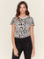 Leopard Print Schoolboy Crewneck T-Shirt - Silver/Pavement Combo