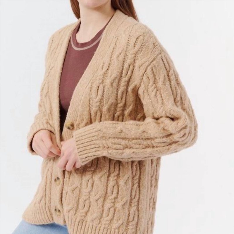 Shop Atm Anthony Thomas Melillo Multicolor Boucle Cable Cardigan In Clay In Brown