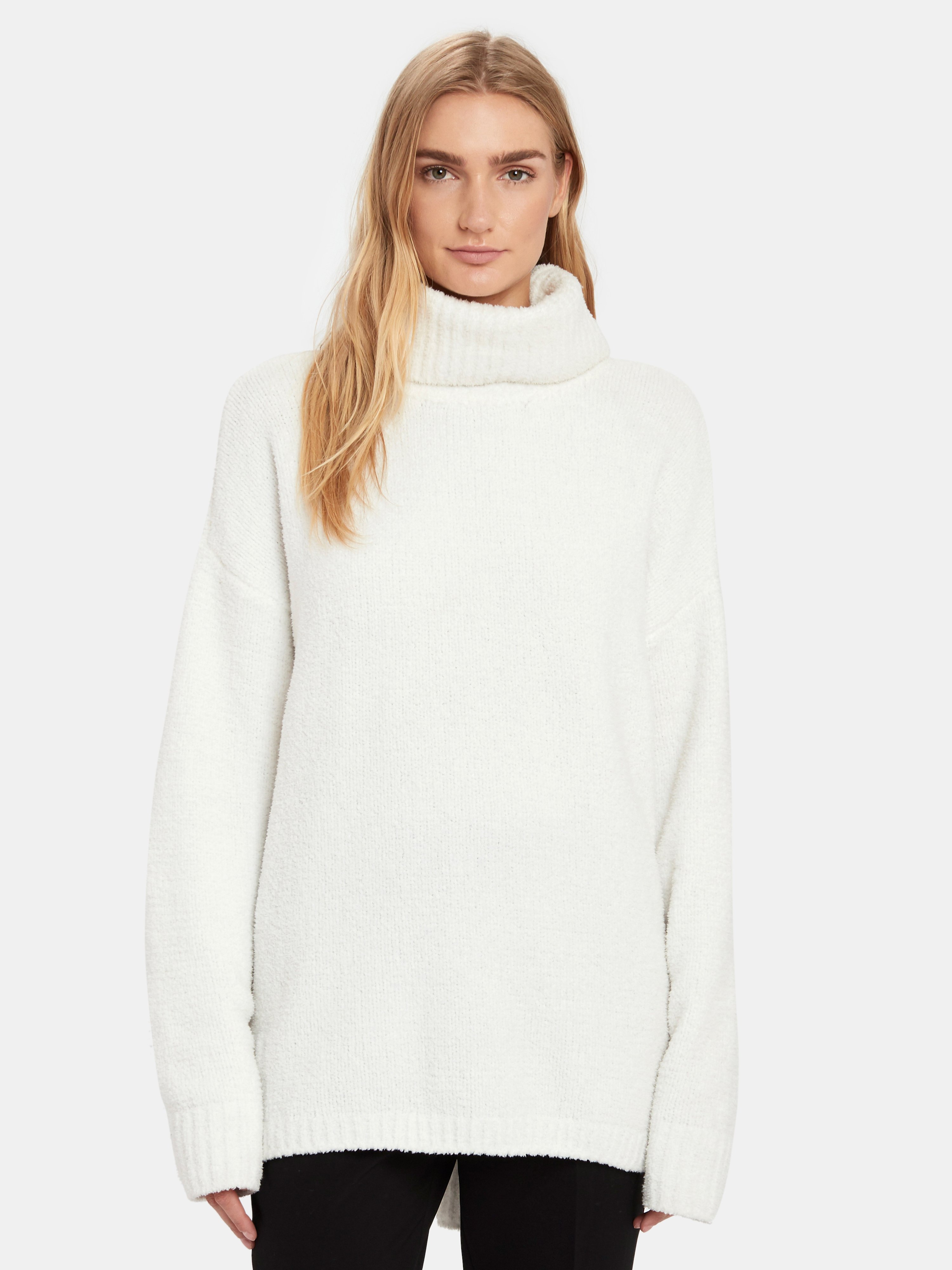 Atm Anthony Thomas Melillo Oversized Chenille High Neck Sweater In Chalk