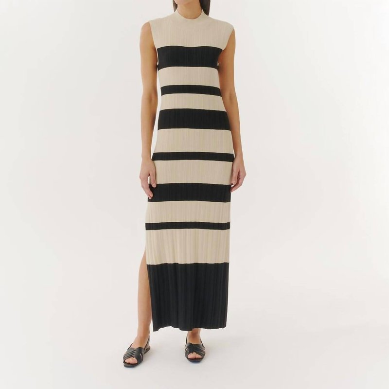 Shop Atm Anthony Thomas Melillo Viscose Variegated Striped Maxi Dress In Black