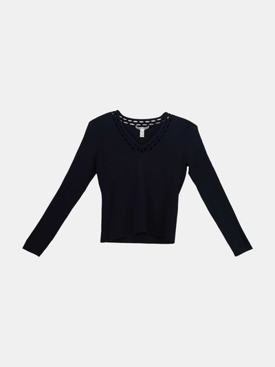 Autumn Cashmere Autumn Cashmere Women's Navy Open Pointelle V w Sleeves Pullover product