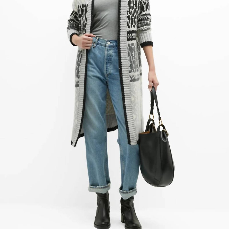 Shop Autumn Cashmere Sequin Jacquard Coatigan In Grey