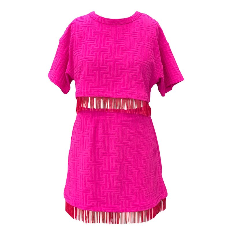 Ava & Yelly 2pc Swim Cover-up With Fringe In Pink