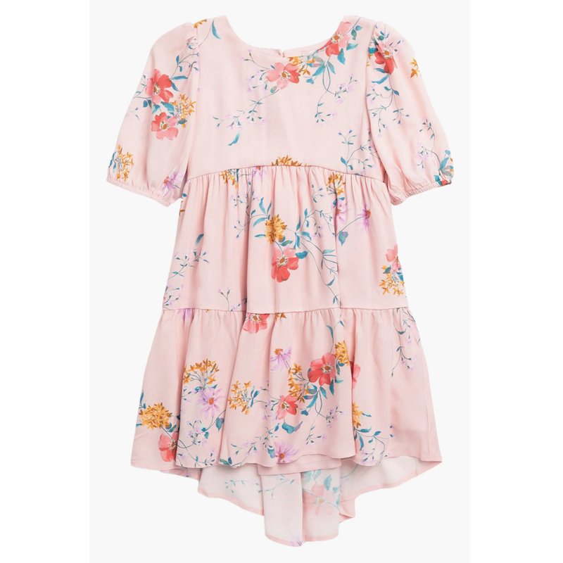 Shop Ava & Yelly Floral Tiered Babydoll Dress In Pink