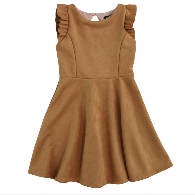 Ava & Yelly Suede Crew Neck Dress (lil Girl) In Brown