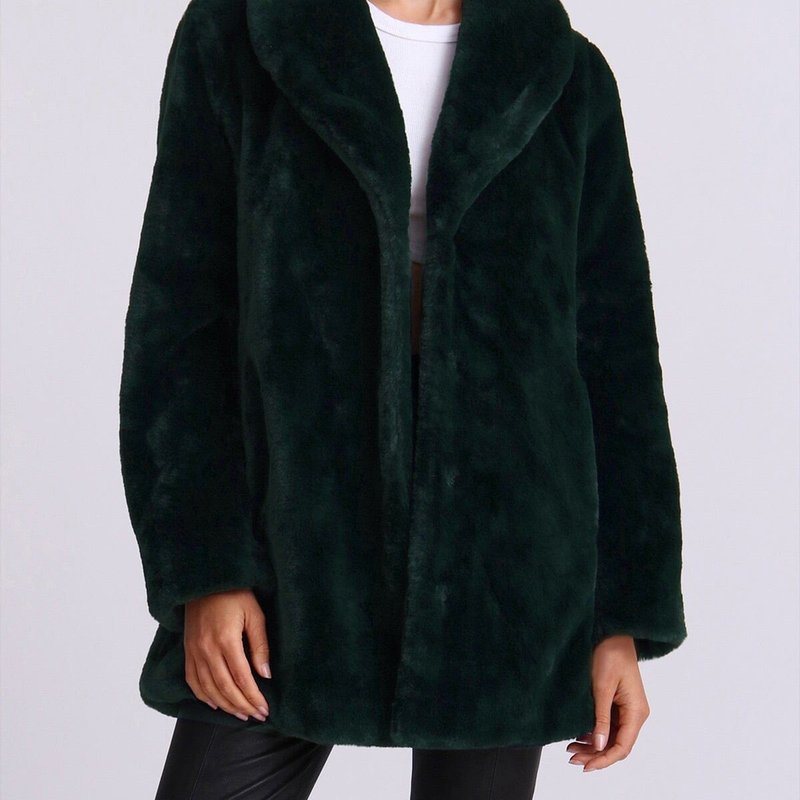 Shop Avec Les Filles Faux Fur Shawl Collar Coat In Green