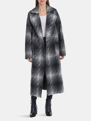 Oversized Geo Print Wool-Blend Coat - Multi Black