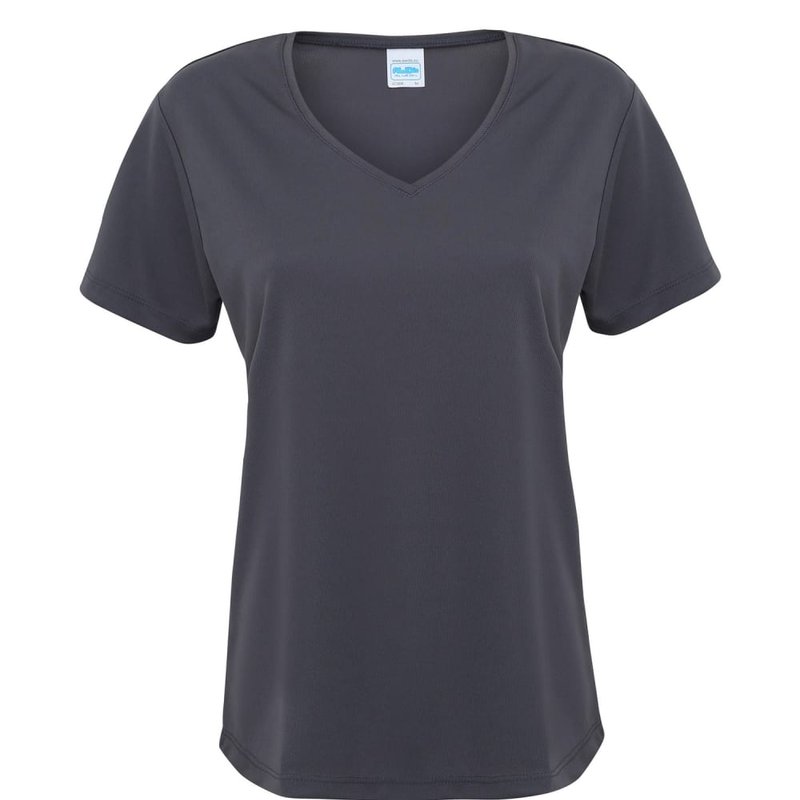 Awdis Cool V Neck Girlie Cool Short Sleeve T-shirt (charcoal) In Grey