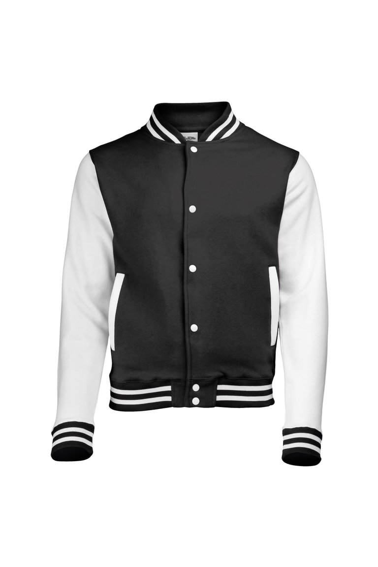 Awdis Jet Black/White Kids Unisex Varsity Jacket / Schoolwear (Jet ...