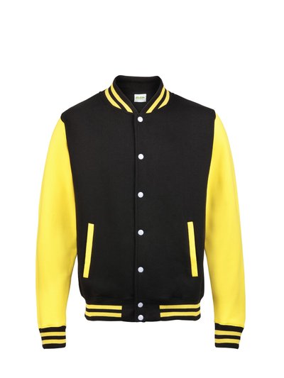 Awdis Awdis Unisex Varsity Jacket (Jet Black/ Sun Yellow) product