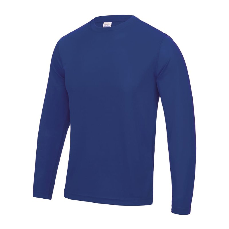 Awdis Just Cool Mens Long Sleeve Cool Sports Performance Plain T-shirt In Blue