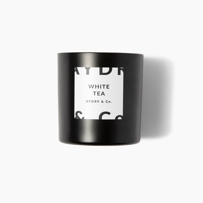Aydry And Co White Tea Candle In Black