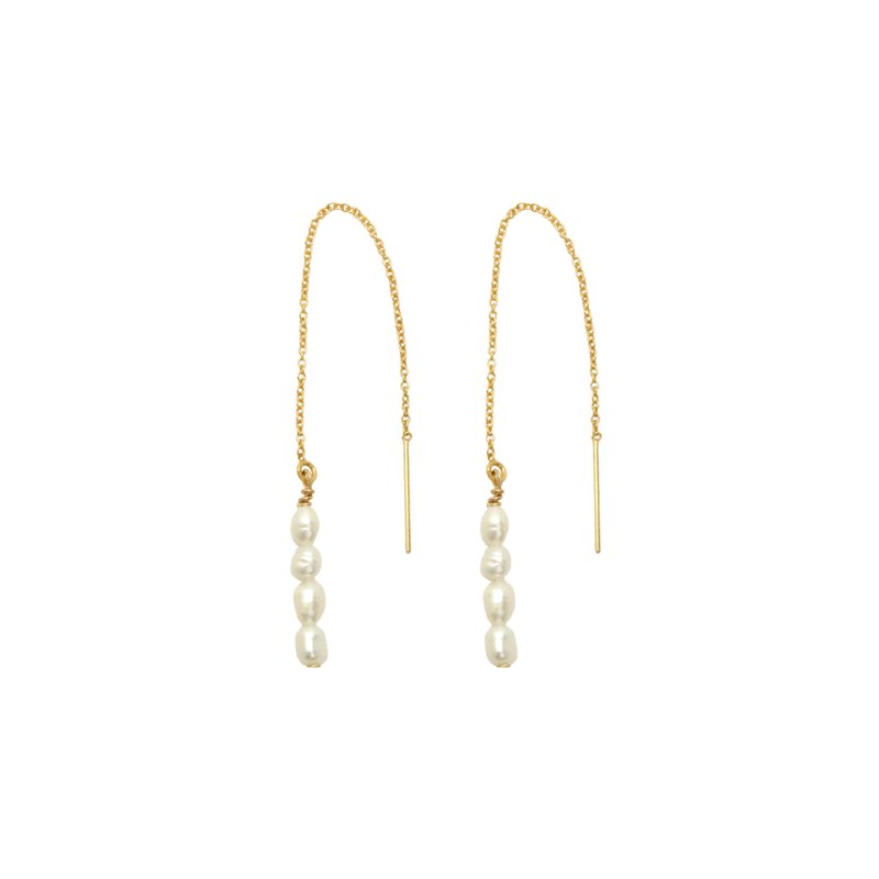 Ayou Jewelry Pearl Threader Earrings In Gold
