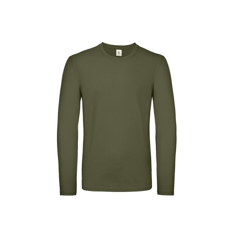 B&c Mens E150 Long Sleeve T-shirt (urban Khaki) In Green