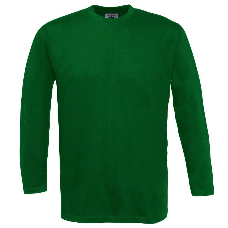 B&c Mens Exact 150 Lsl Crew Neck Long Sleeve T-shirt (bottle Green)