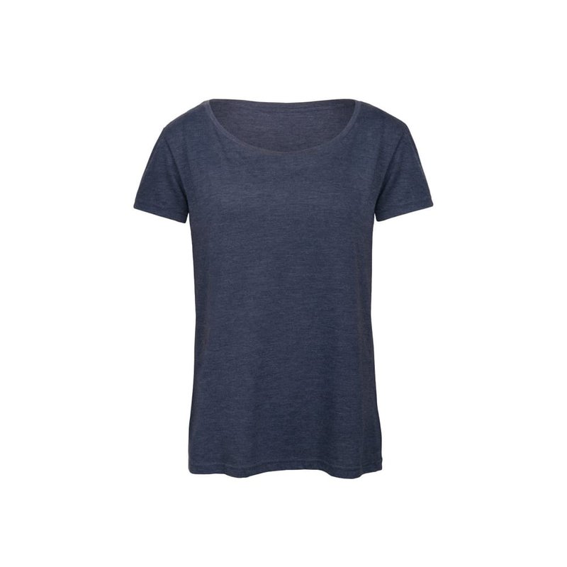B&c Womens/ladies Favorite Cotton Triblend T-shirt (heather Navy) In Blue