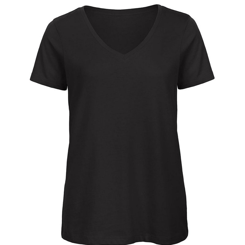 B&c Womens/ladies Favourite Organic Cotton V-neck T-shirt (black)