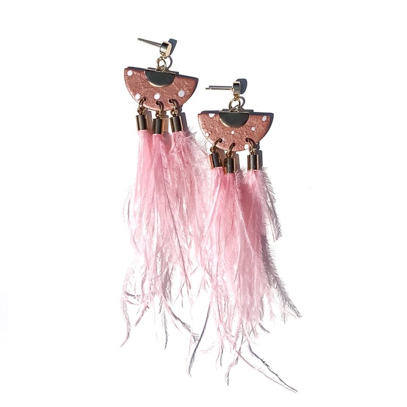 Babaloo Blush Ostrich Feather Dangle In Pink