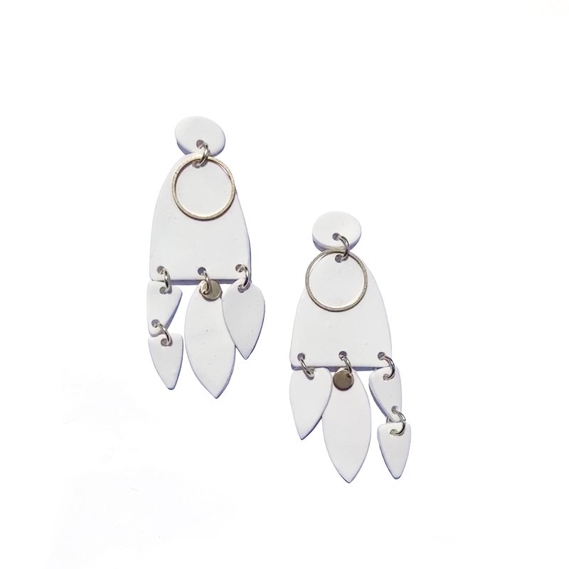 Babaloo Harlow Statement Earrings In White
