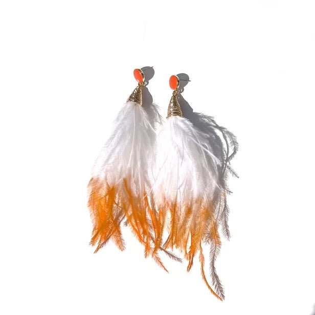 Babaloo Orange Crush Tassel Earrings In White