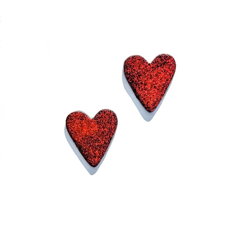 Babaloo Ruby Slipper Heart Earrings In Red