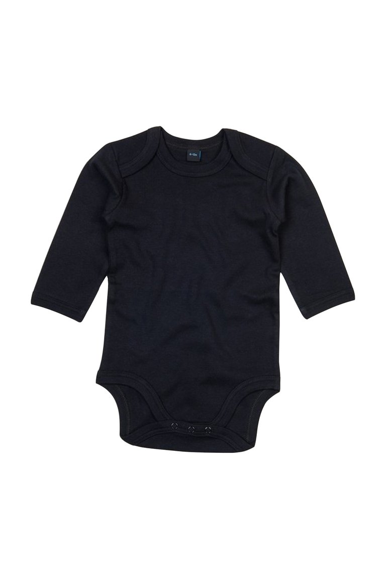 Babybugz Baby Unisex Organic Long Sleeve Bodysuit (Black) - Black