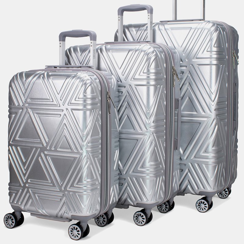 Badgley Mischka Contour 3 Piece Expandable Luggage Set In Silver