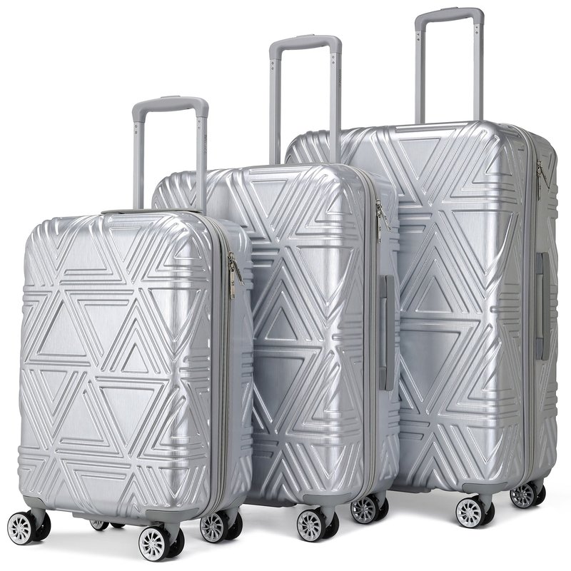Badgley Mischka Contour 3 Piece Expandable Luggage Set In Grey