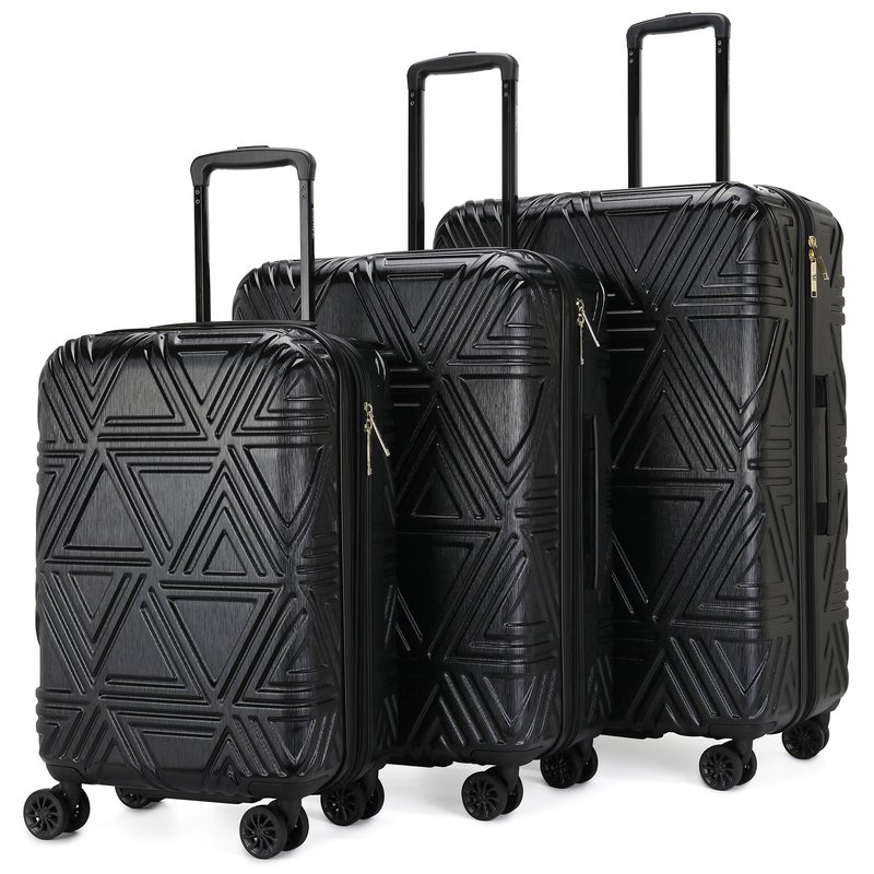 Badgley Mischka Contour 3 Piece Expandable Luggage Set In Black