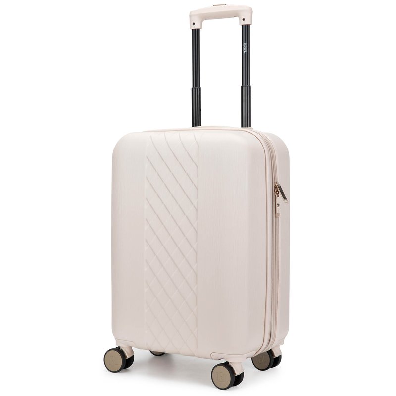 Badgley Mischka Luggage Diamond Expandable Carry-on Suitcase In White