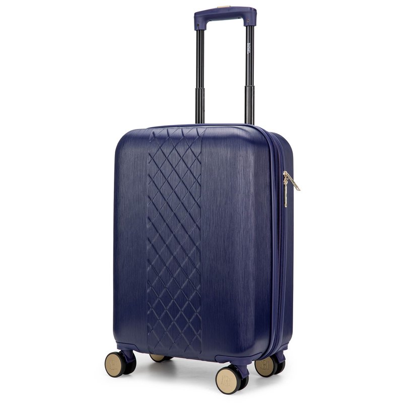 Badgley Mischka Luggage Diamond Expandable Carry-on Suitcase In Blue