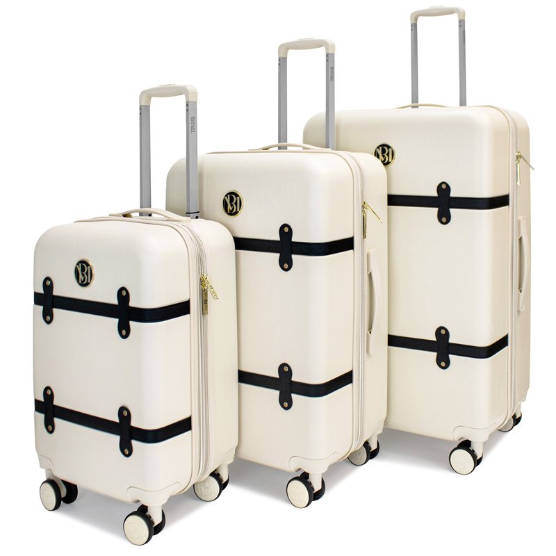 Badgley Mischka Grace 3 Piece Luggage Set In White