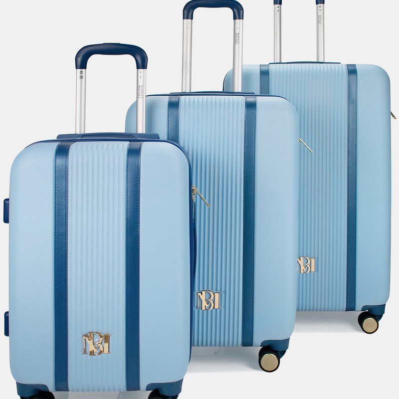 Badgley Mischka Mia 3 Piece Expandable Retro Luggage Set In Blue