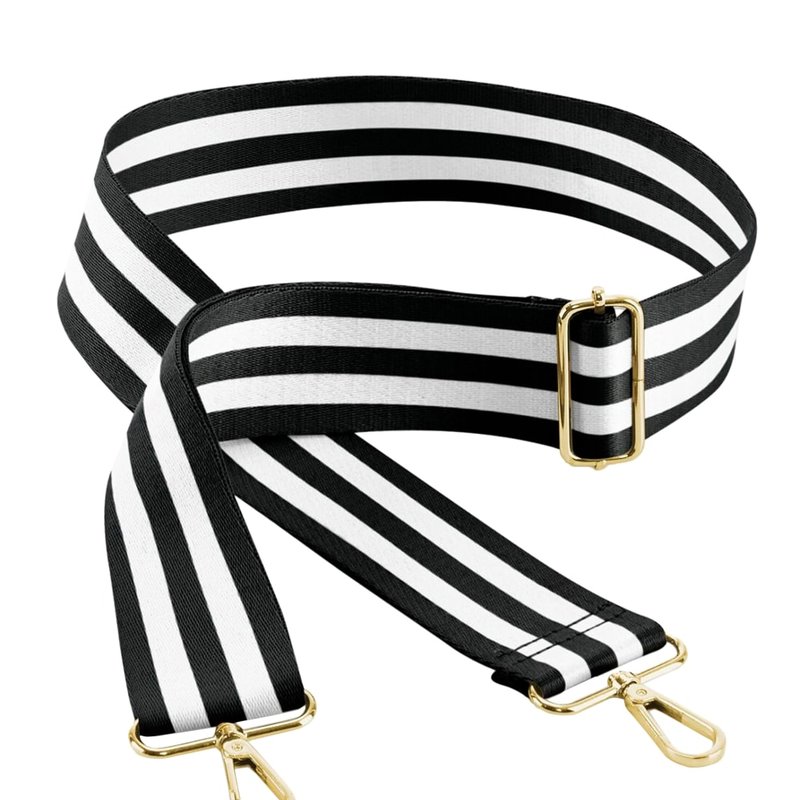Bagbase Boutique Striped Adjustable Bag Strap In Black